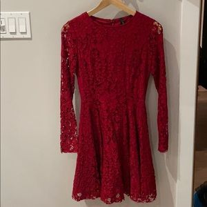 Red lace a-line dress